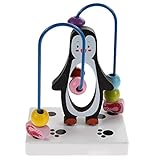 Demiawaking 木製　動物　トレーラー　ビーズコースター　ルーピングセット　指先トレーニング　形を認識でき　赤ちゃん子供知育玩具 (ホワイトペンギン)