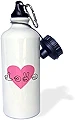 3dRose "手話 Love With Pink Heart" スポーツウォーターボトル 21オンス ホワイト