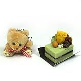 【ギフト】プリザーブドフラワー プチケーキとアニマルセット[抹茶&ベアー]