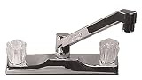 LaSalle Bristol 20380R209 Utopia Chrome 8" Washerless Metal D-Spout Deck Faucet with Clear Handles [