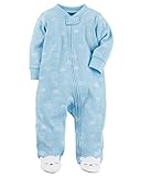Carter's カーターズ 正規品 長袖 カバーオール 足つき ネル生地☆水色 足先ベア☆男の子 9M(70-75cm)
