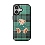 DESIGN SKIN iPhone 17 用 ケース ベア刺繍 MagSafe対応 [ テディベア立体刺繍デザイン ハイブリッド構造 防塵仕様 ディスプレイ保護設計 ] グリーン DSK28306i17【国内正規品】