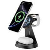アップルウォッチ 充電器 MEKO ワイヤレス充電器 Magsafe対応 3in1マグネット式 急速充電 iPhone AirPods iWatch 同時に3つのデバイス コンパクト設計 置くだけ Type-C急速充電ケーブル付属 (アダプター別売) ブラック