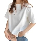 [Joiin Selects] tシャツ レディース 半袖「8.11オンス・綿100%・体型カバー・ゆったり」無地 着痩せ クルーネック 吸汗通気 柔らかい 透けない インナーシャツ レディース 春服 夏服 カットソー 男女兼用 (JP, アルファベット, XL, ホワイト)