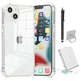 iPhone 13 透明ケース iPhone13 ケース 透明 シリコン 薄型 軽い iphone 13 保護 カバー 四隅 エアクッションカバー 落下防止 衝撃吸収 防指紋 iphone13 カバー ケース 透明 保護 カバー タッチペン 液晶保護フィルム スマホリング 付き (iphone 13)