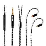 NICEHCK BlackWheat イヤホンオーディオケーブル マイク付き 8芯高純度銀メッキ銅 HDマイク内蔵 アップグレードケーブル 3.5mm MMCX 金属製プラグ・コネク 3ボタンリモコンマイク付き 交換ケーブル 耳掛け式 柔らかい(3.5mm MMCX)
