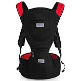 lanova 抱っこひも 新生児用品 ベビーキャリア 簡単抱っこ紐 3歳まで使える (防寒 軽量 つかれにくい腰ベルトタイプ) ブラック