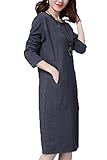 Baby-mine (ベイビーマイン) レディース ゆったり マタニティ 裏起毛 スウェット ロング ワンピース シンプル 無地 普段着 部屋着 体型カバー 大き目サイズ (L, グレー（裏起毛）)