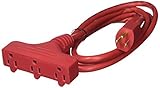 Master Electrician 04004ME 6-Feet 3 Outlet Extension Cord, Red [並行輸入品]