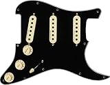 Fender ギターパーツ Pre-Wired Strat Pickguard, Hot Noiseless SSS, Black 11 Hole PG