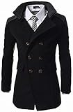 【Smile LaLa】 メンズ コート ビジネス ジャケット アウター 防寒 スーツ シンプル カジュアル 男性 紳士 ダブル ボタン シック (XL, ブラック)