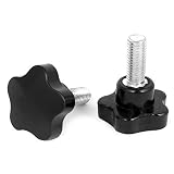 M10 Male Thread 40mm Star Head Screw on Clamping Knob Grip Black 2pcs [並行輸入品]