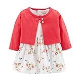 カーターズ Carter's 女の子用カラフル花柄ワンピースx赤カーディガン2点セット (18months(78-83cm)) [並行輸入品]