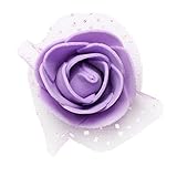 Homyl 約100個　バラ　ヘッドフラワー　造花　花　レディース　結婚式　パーティー　ドレスアップ　DIY　工芸品　装飾　クラフト　多色選べる - 紫