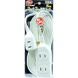 5ｍ延長コード（3個口+3個口）プラグ白 FT-3+3P5MW