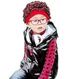 キッズ アフロ風ニット帽 (赤)