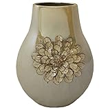 EcWorld Enterprises 7735126 Urban Designs Artisan Handcrafted Ceramic Flower Round Accent Vase