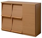 日本製(大川家具) ディスプレイラック2列2段 幅120 扉収納付 ナチュラル 2991