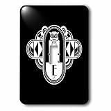 ラス・ビリントン・デザインArt Deco Owl Monograms – ホワイトonブラックアールデコフクロウモノグラム文字E – 照明スイッチカバー – シングルトグルスイッチ( LSP _ 2