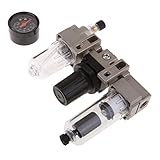 Dolity エアコンプレッサ レギュレーター　エアフィルター　ルブリケータ　ウォーター オイルト セパレーター　1/4インチ