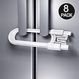 Adoric 8パック赤ちゃんの安全ロックキャビネット、U型スライド式キャビネットロック、Childproofキャビネットラッチのキッチン、ノブ、ハンドル(ホワイト)