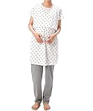 87063 Nishiki(ニシキ) マタニティ 半袖 上下セット カシュクール ウエスト調整機能付きパンツ チュニック丈 吸湿 保温 妊婦 授乳 産前 産後 春 夏 パジャマ ルームウェア 寝間着 