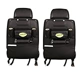 2パック車Backseat Organizer PUレザーwithキックマットオートシートバックプロテクター、ストレージポケットBackseat子キックガードシートカバーマルチポケット付き旅行ストレー