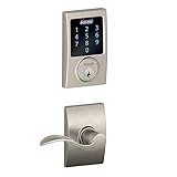 Schlage Connect Century Touchscreen Deadbolt with Built-In Alarm and Accent Passage Lever , Satin Ni