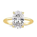 Effinny 925スターリングシルバー 18K イエローゴールド 婚約指輪 メッキ 3.5カラット オーバルカット キュービックジルコニア キュービックジルコニア キュービックジルコニア プロミスリング ソナ模造ダイヤモンドギフト 結婚記念日(サイズ : 6#)