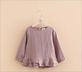 Star Baby女の子の子供服2017春新型女児子供服の児童丸首上着をブラウスシャツ/プリンセスなりきり /リンネル生地 (120CM, PURPLE)