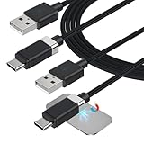 Magtame usb type cケーブル 磁石吸着 壁面に固定機能 (2個セット/1M+1M) USBタイプCケ_ーブル 金属プレート2個入り 30W/3A急速充電 usbケーブルtype-c 紛失防止・落下防止 Phone15/MacbookPro/Pad Pro&Air等usb a to c機器対応 (1M-ブラック)
