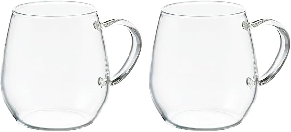 HARIO(ハリオ) ラウンドマグ 2個セット 360ml コーヒー ティー グラス 電子レンジ・食洗器OK 耐熱ガラス 日本製 RDM-1824 - 1