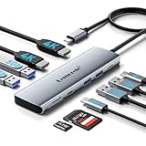 USB ドッキングステーション hdmi 2つ 3画面 拡張 USB C ハブ デュアル HDMI出力Type C Dock 10-in-1 4K HDM i 2ポート 拡張 リプル ディスプレイ type-C PD100W急速充電&USB-C 3.0データ伝送 /USB3.0x3 &USB2.0/SD＆TFカードリーダーMacBook Pro/Airなど対応 アルミ合金筐体（灰色）