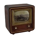 ブラウンヴィンテージ仕上げ正方形レトロテレビCoin Bank 6インチ