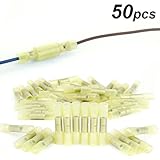 絶縁・防水・圧着用 圧着接続端子セット 絶縁端子 熱収縮チューブ 絶縁被覆つき 50本 4.2x0.9x0.7cm