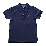 (ポロ ラルフローレン) POLO Ralph Lauren キッズ ポロシャツ 半袖 ポニーマーク ワンポイント 刺繍 ネイビー×レッド 7 [並行輸入品]