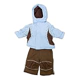 Baby Snow Suit 6-12 Months Ski Jacket & Salopettes Pants, Weather Resistant Light Blue/Brown by Tchi