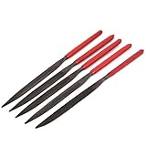 uxcell　ヤスリセット　レッドプラスチックハンドル　ハンドツール　5mm x 180mm　5本入り