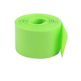 DealMux 30ミリメートルフラット幅2.5M長PVC熱は18650の電池用チューブグリーンシュリンク
