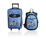 Obersee Kids Luggage and Backpack with Integrated Cooler, Blue Motorcycle by Obersee