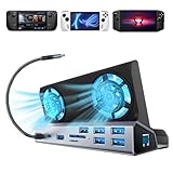 SHUOMENG 10-in-1 ドッキングステーション Steam Deck OLED & ROG Ally X & Legion Go用 デュアル冷却ファン USBポート5個 4K@60Hz HDMI 2.0 100W充電ポート ROG Ally 30Wモード対応 ギガビットイーサネット SD/TF対応