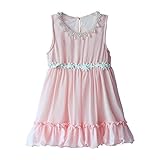 Pettigirl 薄ピンク子供丸襟パールドレスガールズノースリーブワンピース洋服 6歳 [並行輸入品]