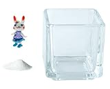 花市場直送便 ミニチュアガラス ラビちゃん グレープ & カラーサンド ホワイト & 植え込み用グラス ニューブロックS
