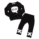 phenovo 　赤ちゃん　コットン　服　長袖　Tシャツ　ズボン　衣装　スーツ　ブラック　通気性　柔らかい　全4サイズ - 90