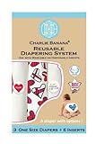 Charlie Banana 2-in-1 Reusable Diapering System, 3 Diapers plus 6 Inserts, Fluffy Love, One-Size by 