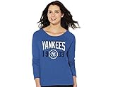 MLBニューヨークヤンキースレディースクルーネックスウェットシャツ、M、ロイヤル