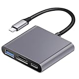 【スモールラボ】Type-C USB Type C HDMI アダプター 4K対応 hdmiポート/USB 3.0高速ポート/Type-C 100W PD急速充電 ポート 3in1 変換アダプター タイプ C Macbook Pro/Mac Air/switch/Androidスマートフォン対応 (グレー)