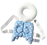 赤ちゃんのごっつん防止やわらかリュック 肩紐自由調整 多機能保護 柔らか素材 かわいいクッション (青(トランペット))