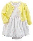 カーターズ Carter's 正規品 ワンピース セット 黄色,ワンピース型ロンパース＆長袖カーディガン2点セット☆雲☆ 6M(65-70cm)