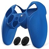PlayVital Ninjaエディション ps5コントローラーに対応用シリコンカバースキン、ps5対応用ソフト保護カバー、保護カバー付けたまま充電ステーションにもフィットします【ブルー】
